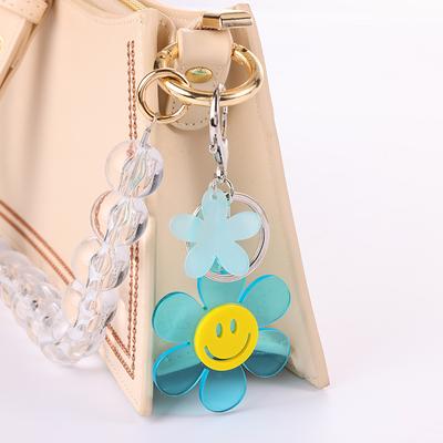 Acrylic Sun Smiley Flower Key Ring Pendant Accessories Japanese And Korean Bag Pendant Keychain
