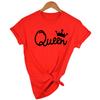 Queen Couples Women T Shirt Crown Printing Couple Clothes Summer Clothing Casual Round Neck Tops