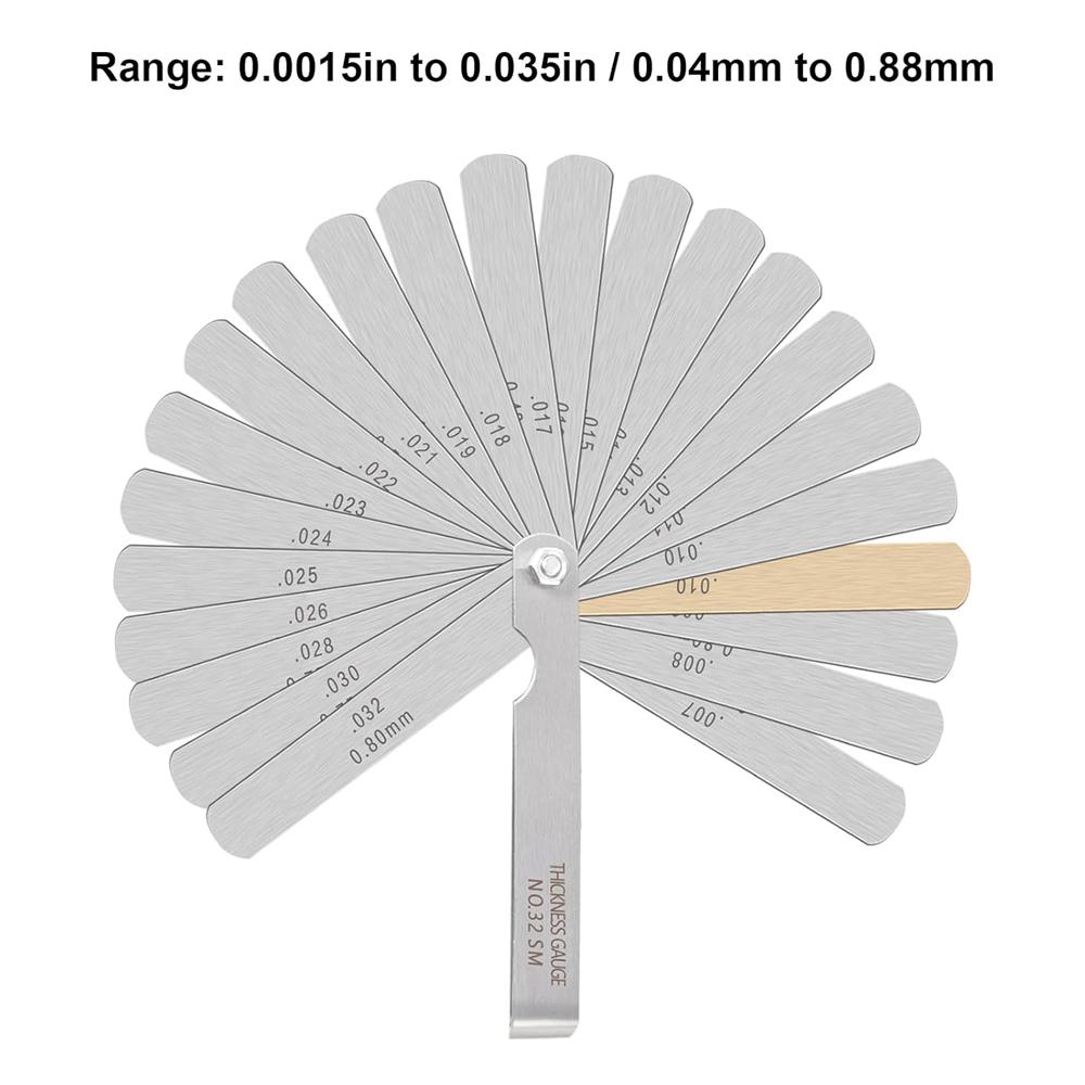 32 Piece Feeler Gauge Portable Durable Various Specifications Arc Stainless Steel Feeler Gauge Gap Gauge Rangefinder