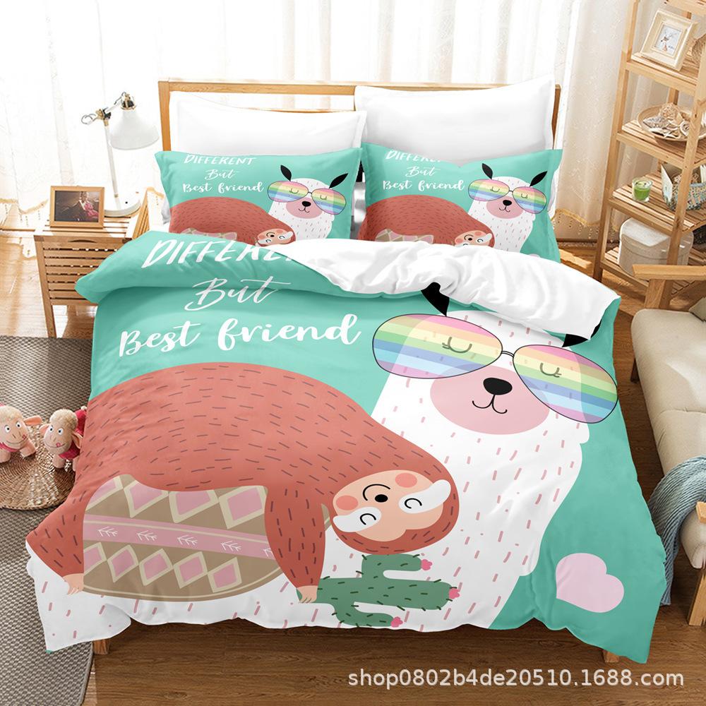 Sample Digital Printed Sheet Bed Quilt Bedding Home Textiles Cartoon Three-Piece Set