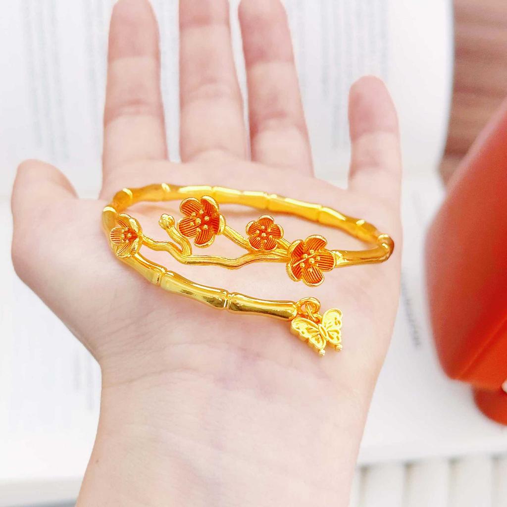 Plum Blossom Bamboo Hanging Butterfly Open Bracelet Fashionable and High-end Bracelet