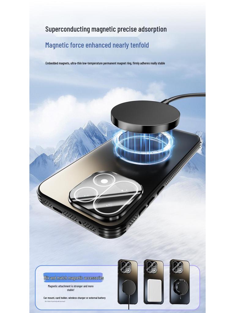 OnePlus 15 Magnetische Hitzableitende Mattierte Schutzhülle mit Linsenschutzfolie für OnePlus 13T.