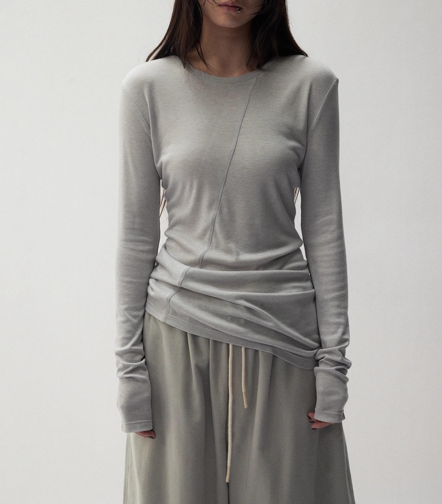 

Винтажный пикантный топ с рюшами и многослойными длинными рукавами, женский облегающий базовый топ Medium серый