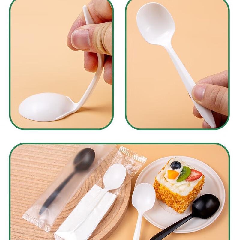 Zhishi Individually Wrapped White Plastic Spoons