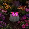 Yousheng Solar Butterfly Stone Light, Resin Garden Decoration with Natural Stone Look, Soft LED Outdoor Lamp for Lawn Pathway