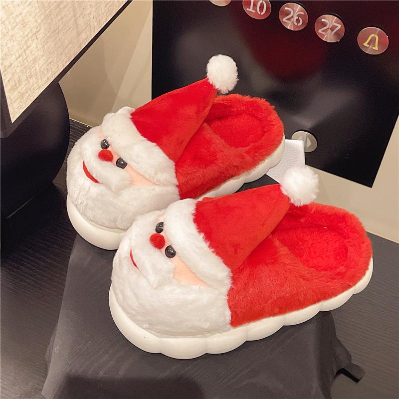 

New creative Santa Claus cotton slippers autumn and winter home indoor couple slippers thick-soled fluffy cotton slippers 36/37