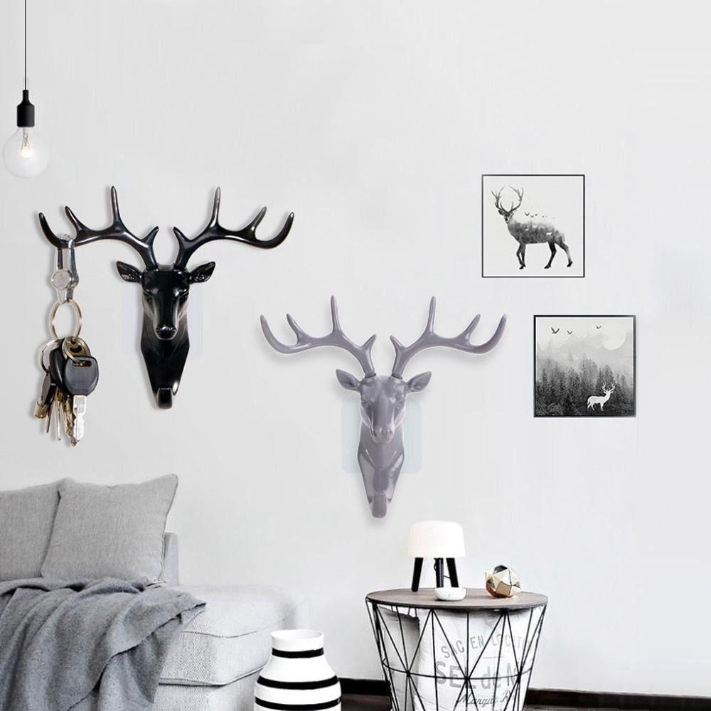 Plastic Deer Head Key Holder Antlers Deer Horn Hook Vintage Deer Horns Hanger  Living Room