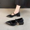 Fashion 2025 Solid Color Classic Pointy Low-cut Shoes Women's Spring Autumn Plus Size Fashion Retro Shallow-mouthed Mary Jane High Heels