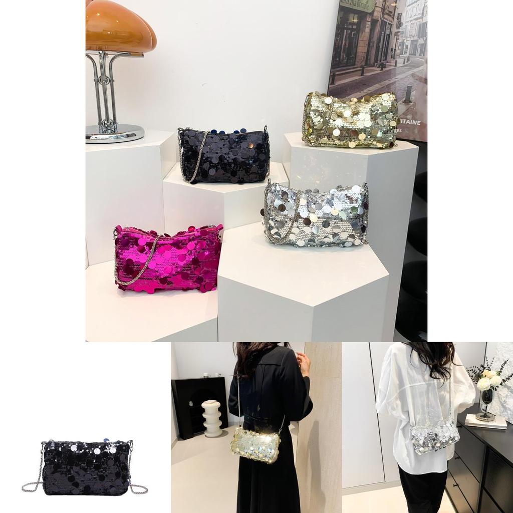 Stylish Korean Sequin Evening Bag For Women In Gold Silver Hot Pink And Black 2024