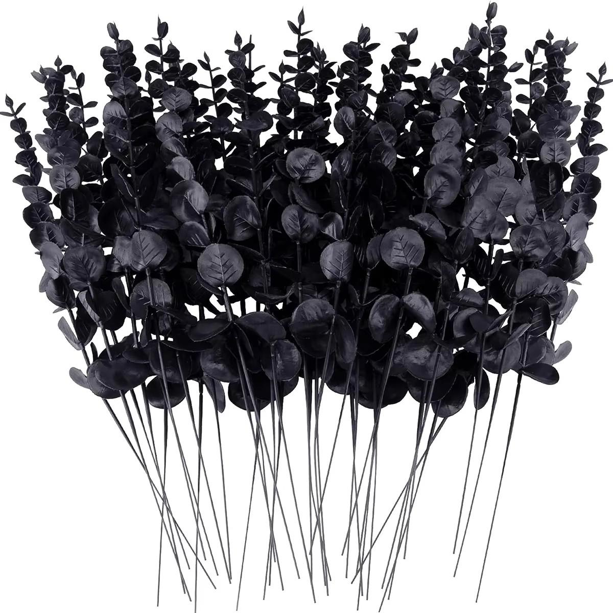 

20PCS Artificial Eucalyptus Leaves Greenery Stems With Frost for Vase Home Party Wedding Decoration Outdoor Garden Christmas чёрный