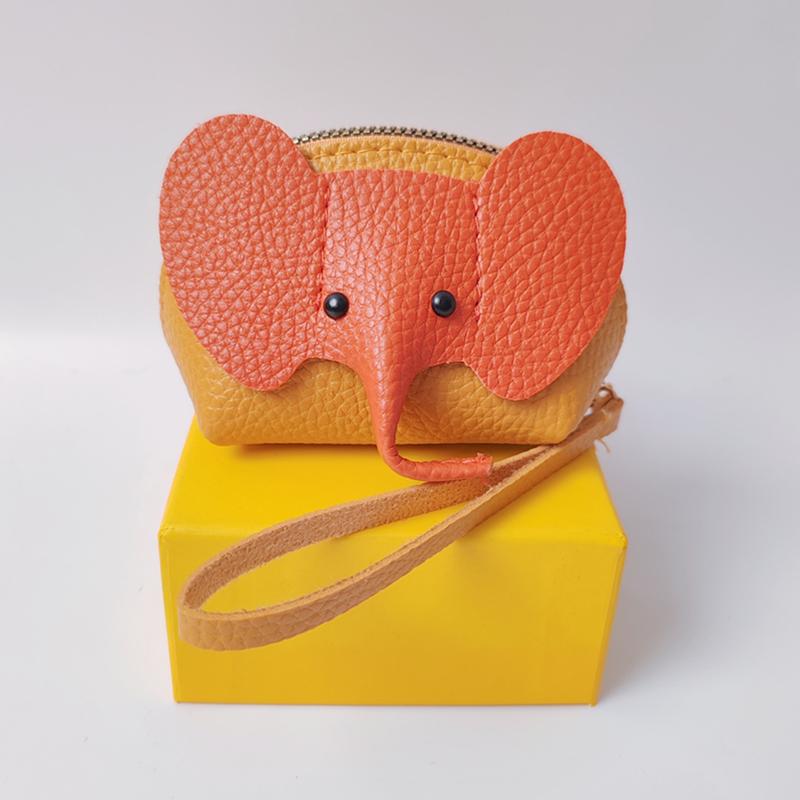 Heißes PU-Leder Baby Elefant Münzbörse Damen Tasche Anhänger Kreativer Kartenhalter Aufbewahrung Lippenstift Umschlag Reißverschluss Geldbörse