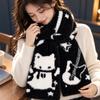 Warm Mink Wool Scarf Black White Shawl Wrap Cute Winter Scarf  Women