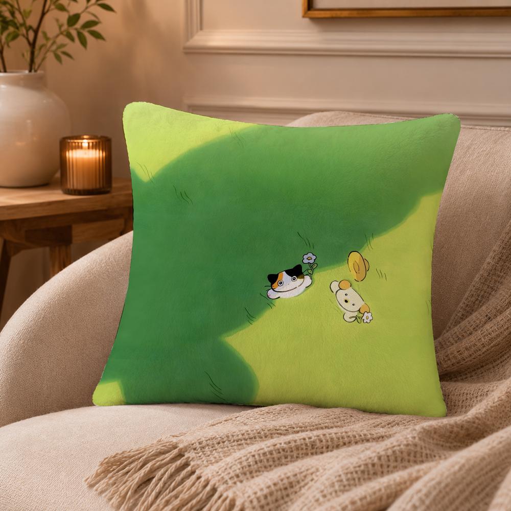 Creative animal art paintings Cushion Cover Anti-dustmite Pillowcase Invisible zipper silky short plush Sofa cushion cover