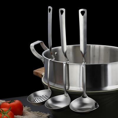 304 Stainless Steel Hot Pot Cutlery Soup Spoon Colander Spoon Grease Filter Spoon Long Handle Scoop Oil-Water Separation Spoon Kitchen Tools