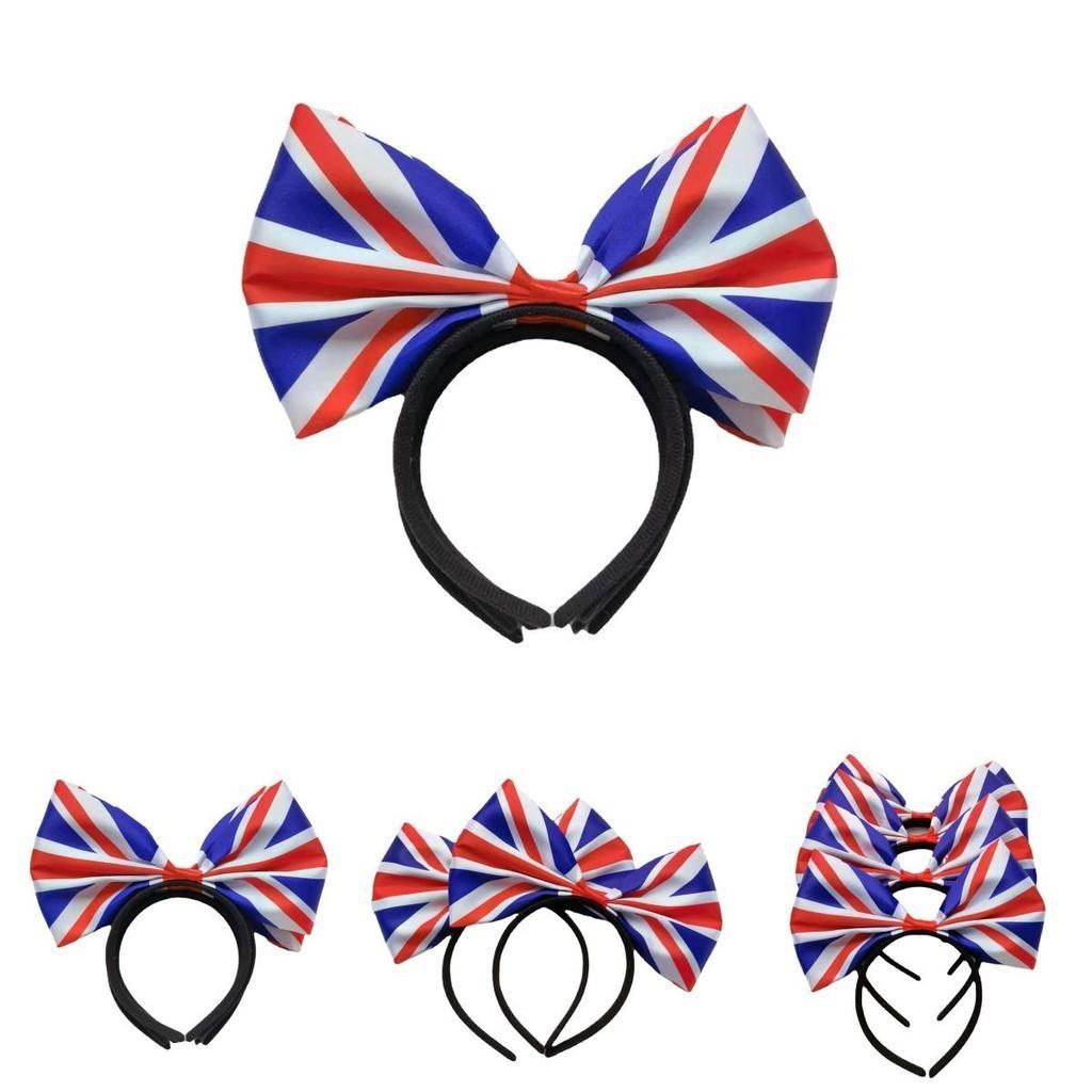 Stylish Union Jack Hairband Alice Headband With Large Bow Tie For Men And Women Platinum Jubilee