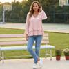 Women's Casual V-Neck Lace Trim Color Blouse for Everyday Wear