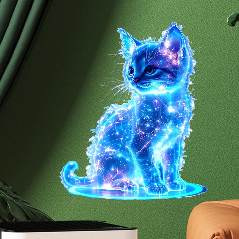 1 Piece Car Window Decoration Charming Blue Cat Motorcycle Stickers Waterproof For Scooter Fuel Tank Front Fairing Vinyl Decals