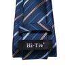 Hi-Tie Set de cravată clasică de cravată de mătase Jacquard cu dungi auriu albastru pentru bărbați