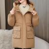 Winter Hooded Parkas Women Thicken Warm Mid Long Outwear for Woman Pockets