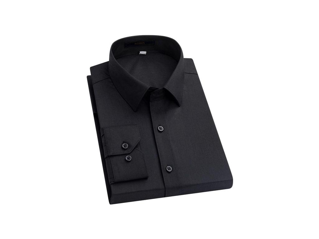 Men's Long Sleeve Bamboo Fiber Formal Shirt - White & Blue, Stretchable, Plus Size Available