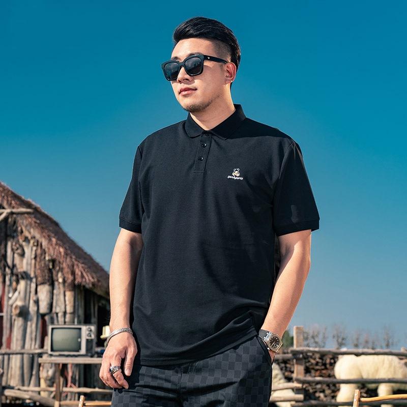 

Винтажная вышивка, влагоотводящая, мягкая, высококачественная, дышащая мужская рубашка поло свободного кроя -- устойчивая к сминанию, повседневная, спортивная, с коротким рукавом, с воротником 8XL чёрный