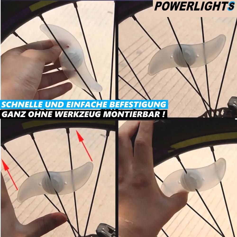 POWERLIGHTS LED Světlo do drátů jízdního kola Osvětlení Světlo na kolo Světlo na ráfek [Sada 2 kusů]