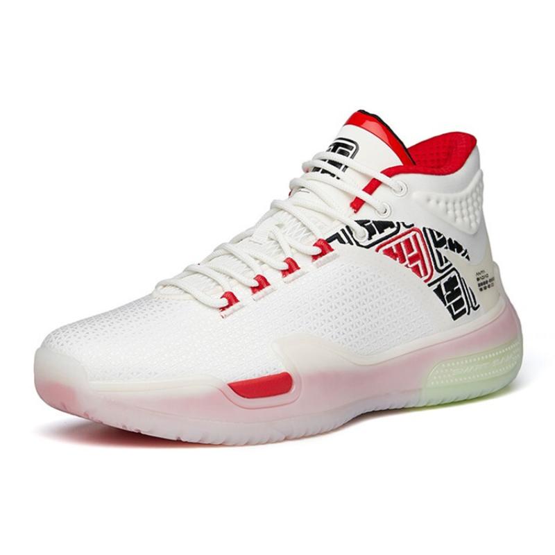 Anta Basketball Collection Basketball Shoes Men's High Top Ivory White/Black/University Red Sneakers 112141614-5
