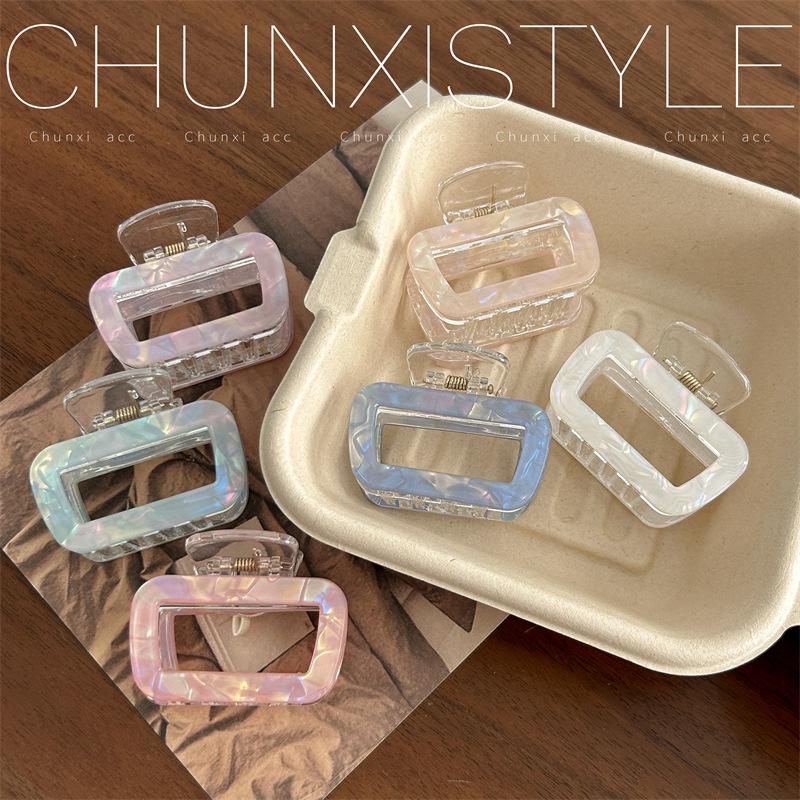 Dazzling Medium Mermaid Shell Square Hair Clip for Updos