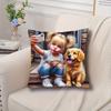 Charming Girl And Dog Printed Pillowcase Decoration Pillow Home Decoration Daily Home Decoration
