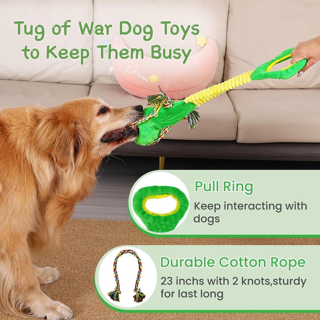 Tough Dog Toys for Aggressive Chewers, Interactive Tug of War Dog Toy to Keep Them Busy, Dog's Squeak Toys for Large Dogs, Dogs Chew Toy for Teething