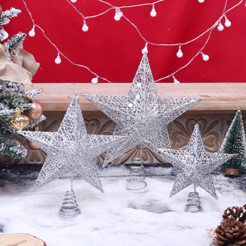 Glitter Christmas Tree Topper Star Sliver Gold Xmas Tree Ornaments Top Decor Christmas New Year Navidad Noel Natal Decor 2026 7