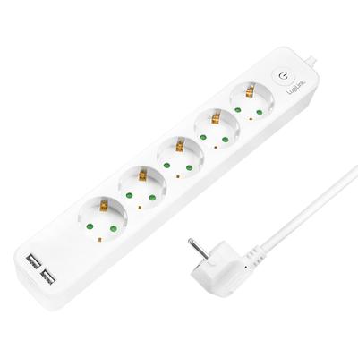 5-way Power Strip, 5x CEE 7/3 + 2xUSB-A with Switch, 1.5 M