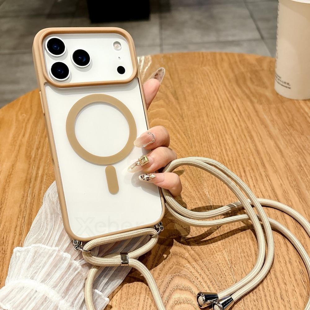Strap Case For iPhone 17 16 15 14 13 12 11 Pro Max Plus For Magsafe Crossbody Lanyard Shockproof Magnetic Wireless Charge Cover