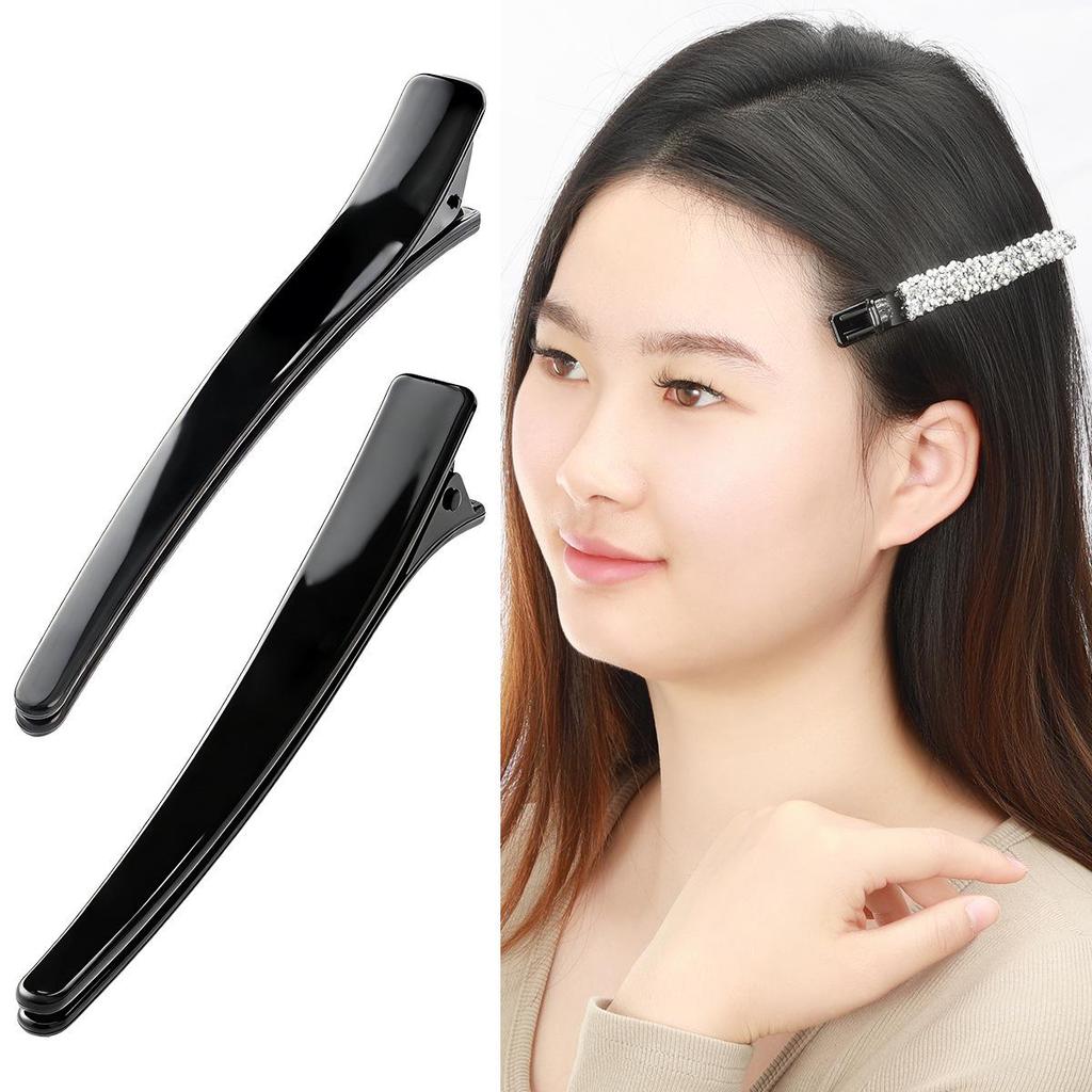 12cm Glossy Black Duckbill Hair Clip - Seamless, No Damage to Tips, Plastic Hairpin for Styling Bangs