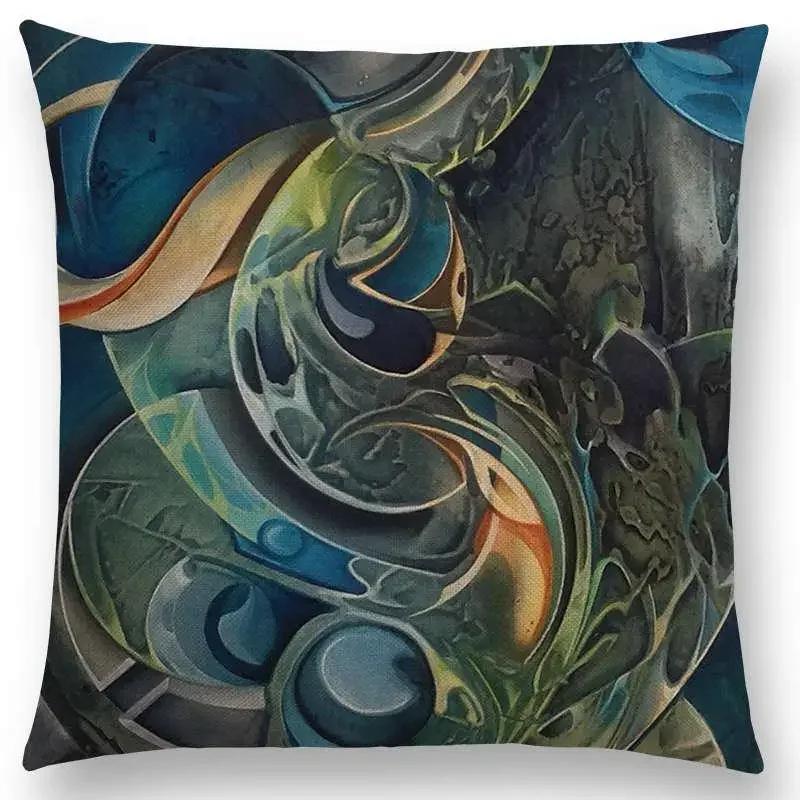 

Новый d Печать Великолепная Абстрактная Живопись Таинственный Вихрь Геометрия Скульптура Наволочка для Подушки Автомобиль Диван Декоративная Наволочка 66x66cm золотистый