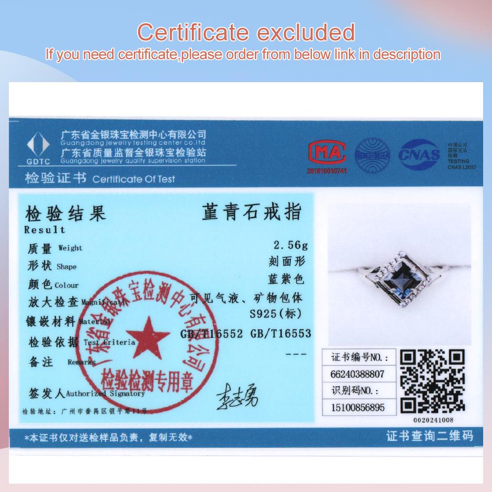 Lyxig fyrkantig design Naturlig Cordierit Ring 925 sterling Silver fina smycken för kvinnor Jubileum & Bankett & Festgåvor