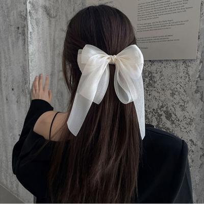 Sweet Big Bow Hair Clips Yarn Hair Duckbill Clip Spring Bow Knot Hairpin  Girls