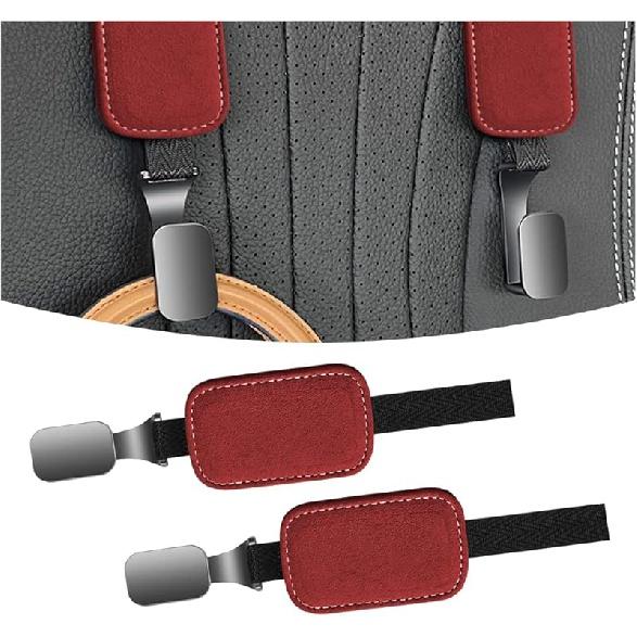 

Замшевый крючок для подголовника автомобильного сиденья, 2 крючка для спинки автомобильного сиденья, замшевый органайзер для хранения с металлической вешалкой, вешалки для задних сидений автомобиля, креативный интерьер красный