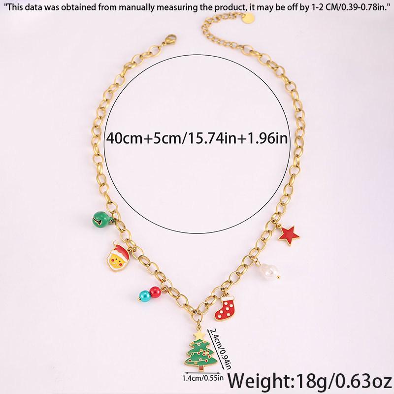 Stainless Steel Cute Santa Claus Christmas Pendant Necklace for Women