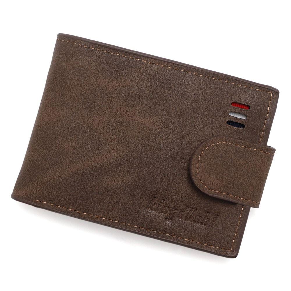 Vintage PU Leather Short Wallet with Zipper Multiple Card Slots Card Holder Coin Purse Men