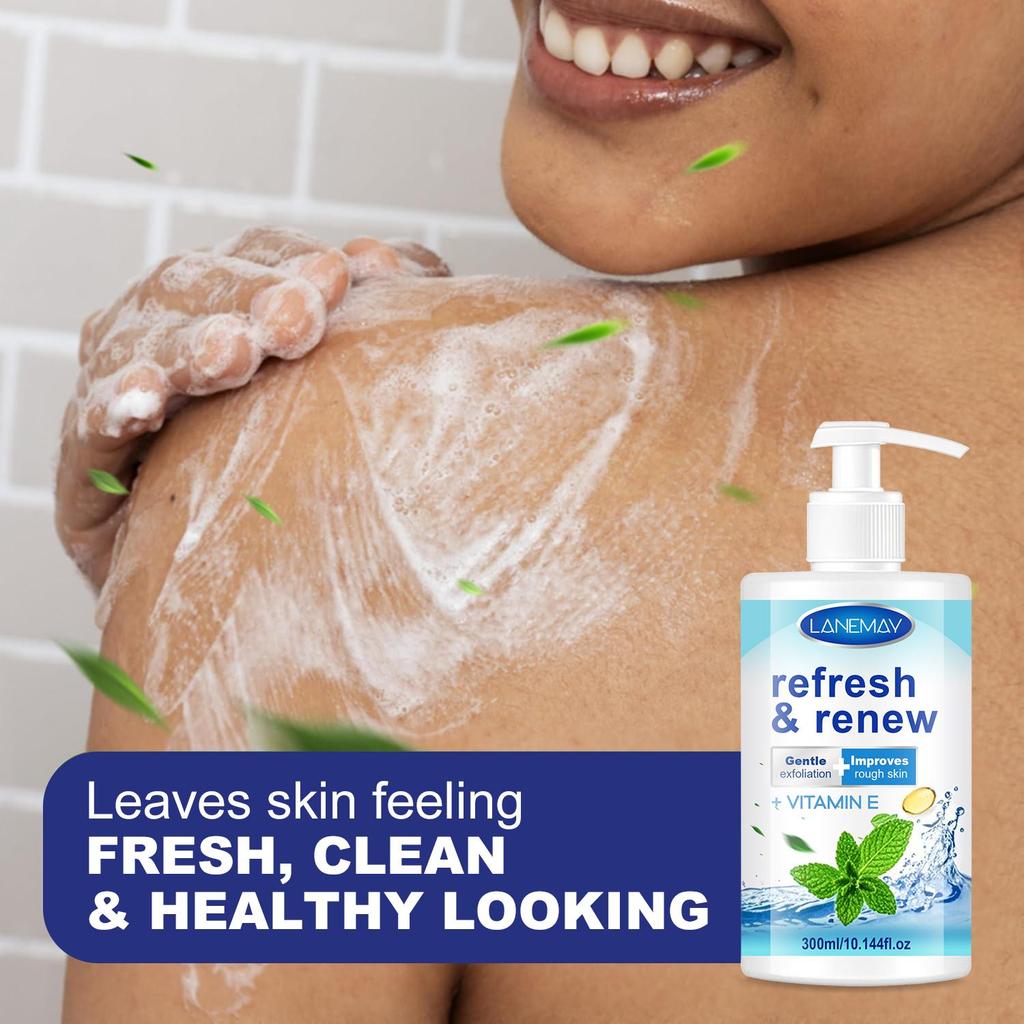 Refresh & Renew Body Wash With Mint & Aloe Vera - Gently Cleanses the Skin, Leaves Skin Soft and Smooth-Perfect For Daily Use On All Skin Types,300ml