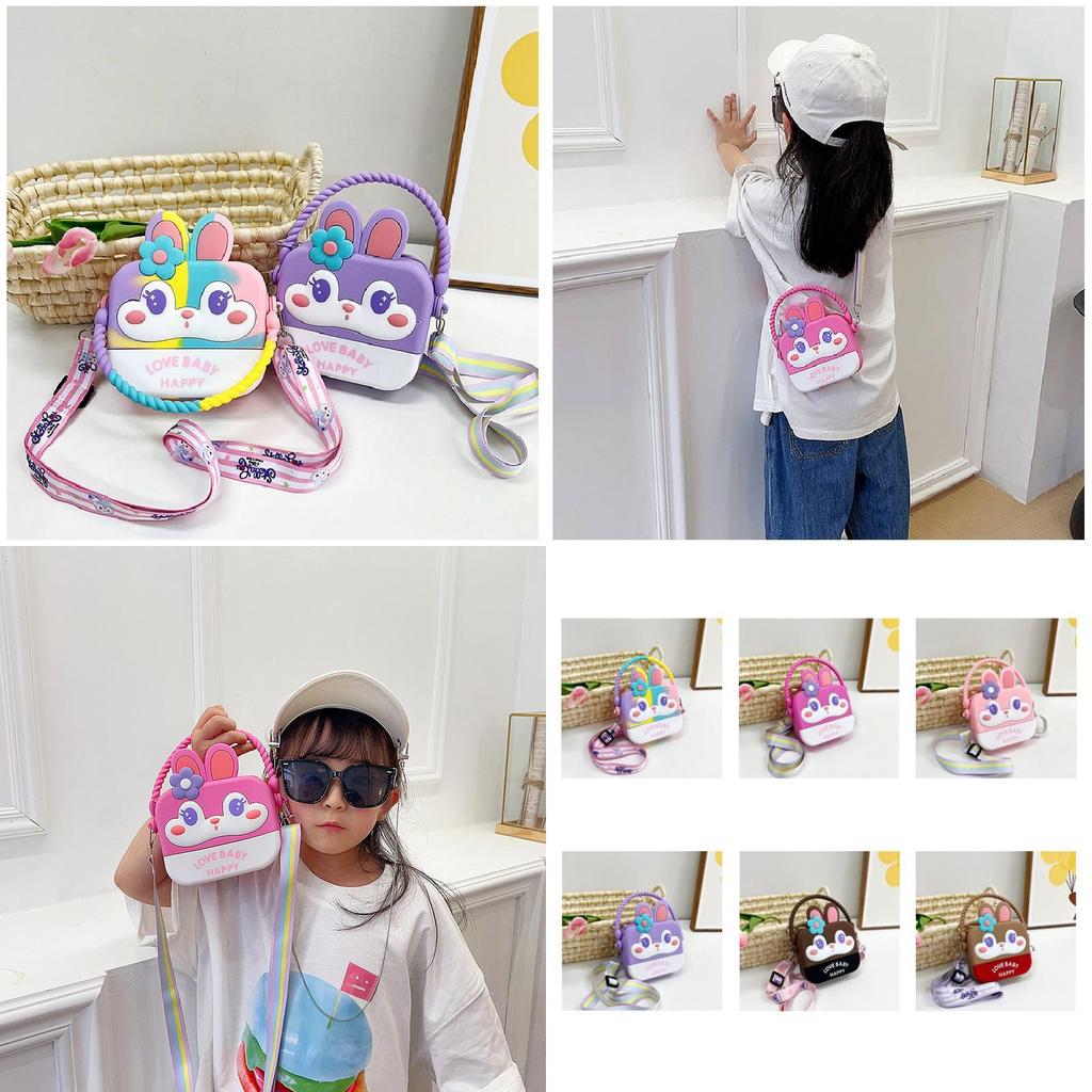 Cute Colorful Silicone Children's Backpack Featuring 3d Rabbit Face And Trendy Style
