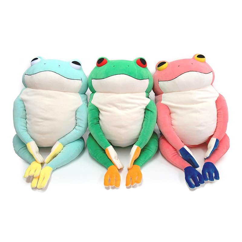 Shinada Global Mochi Serie Mochikaeru Frosch Grün (XL) 35 x 35 x 50cm Plüschfrosch Tier MOKR-0880G