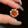 Zhuozhifan 925 Silver 4 Carat Fanta Orange High Carbon Diamond Ring - European and American Style Bestseller.