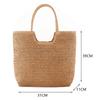 Women Straw Tote Handbag Large Capacity Crochet Beach Handbag Solid Color Weaving Travel Handbag Ladies Summer Daily Bag