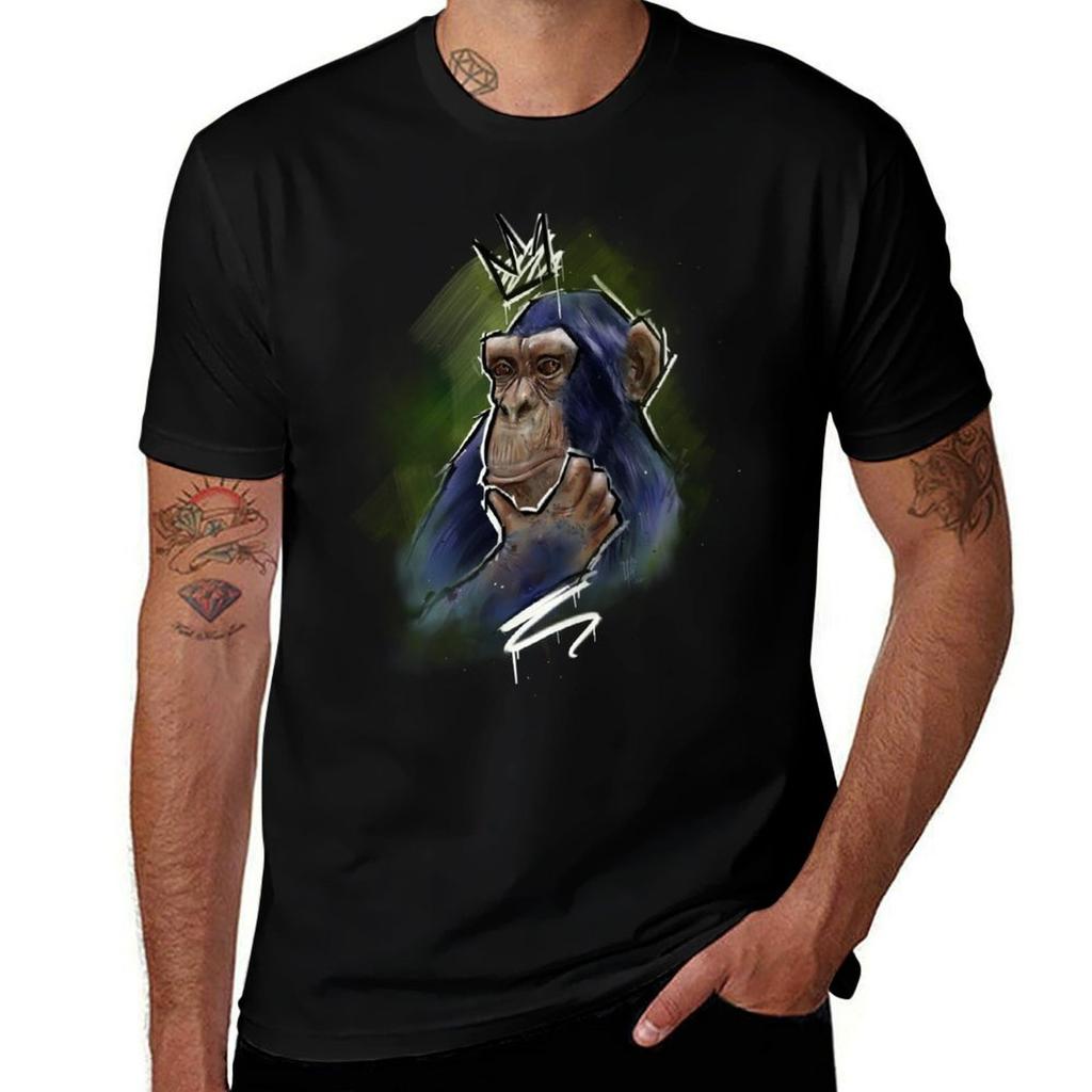 Curious Chimp King Art Chimpanzees Lovers Monkey Cute Tshirt Lightweight Running Sports Tshirt
