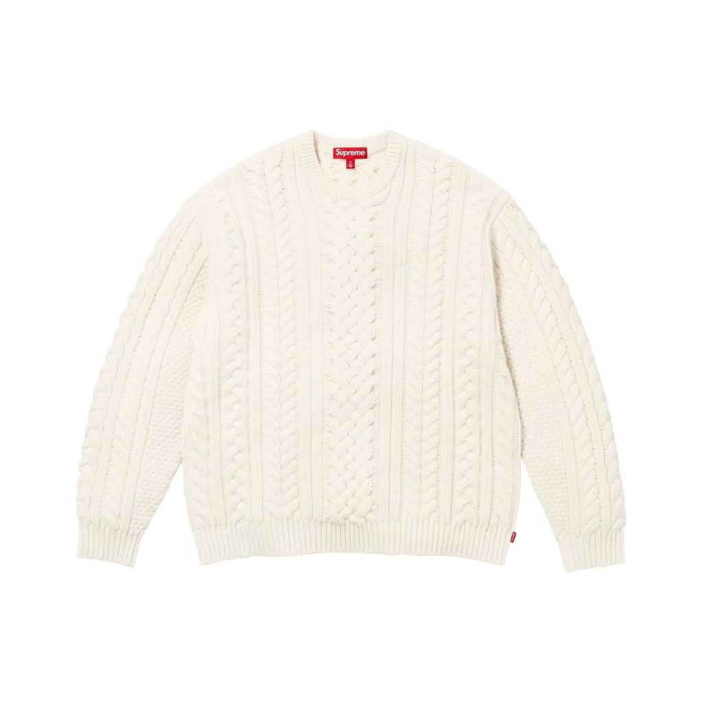 Supreme Applique Cable Knit Sweater 'White' Men's SUP-FW23-230