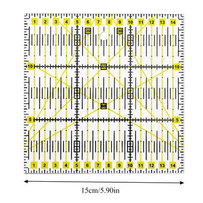 Fenrry 1pc Patchwork Sewing Ruler Square Transparent Measuring Tools Cutting Tool with Double Colored Grid Lines Tailor