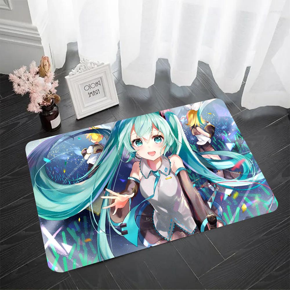 

Anime Girl Hatsune Miku Floor Mat Doormats Home Carpet Foot Mat Bathroom Absorbent Mats Anti-Slip Mats Home Decor Supplies 40x60cm