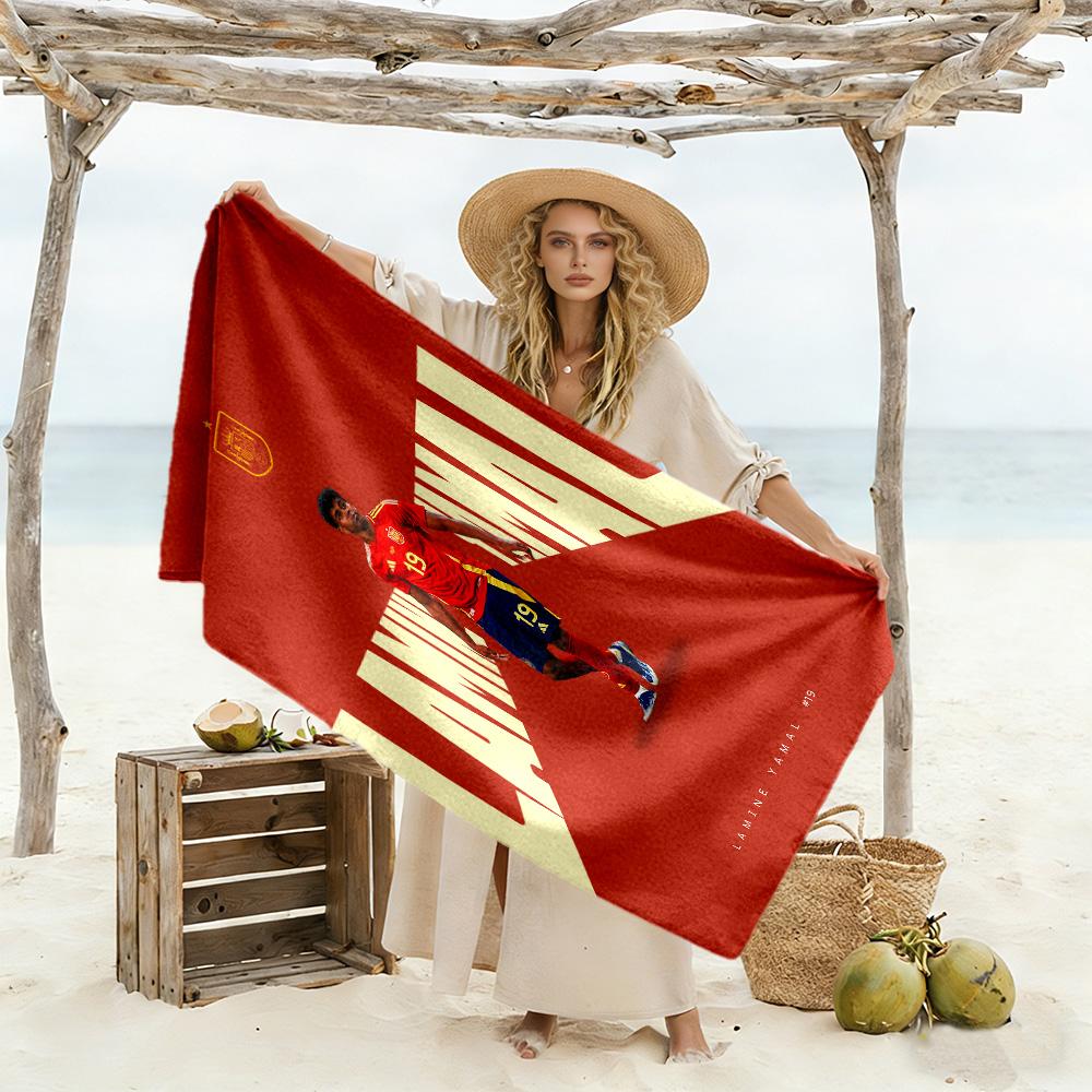 Lamine Yamal Lamina Final Football Artwork Beach Towel Soft Durable Quick-Dry Comfortable Lightweight Suitable for Swimming, Gym, Camping, Yoga Vacati